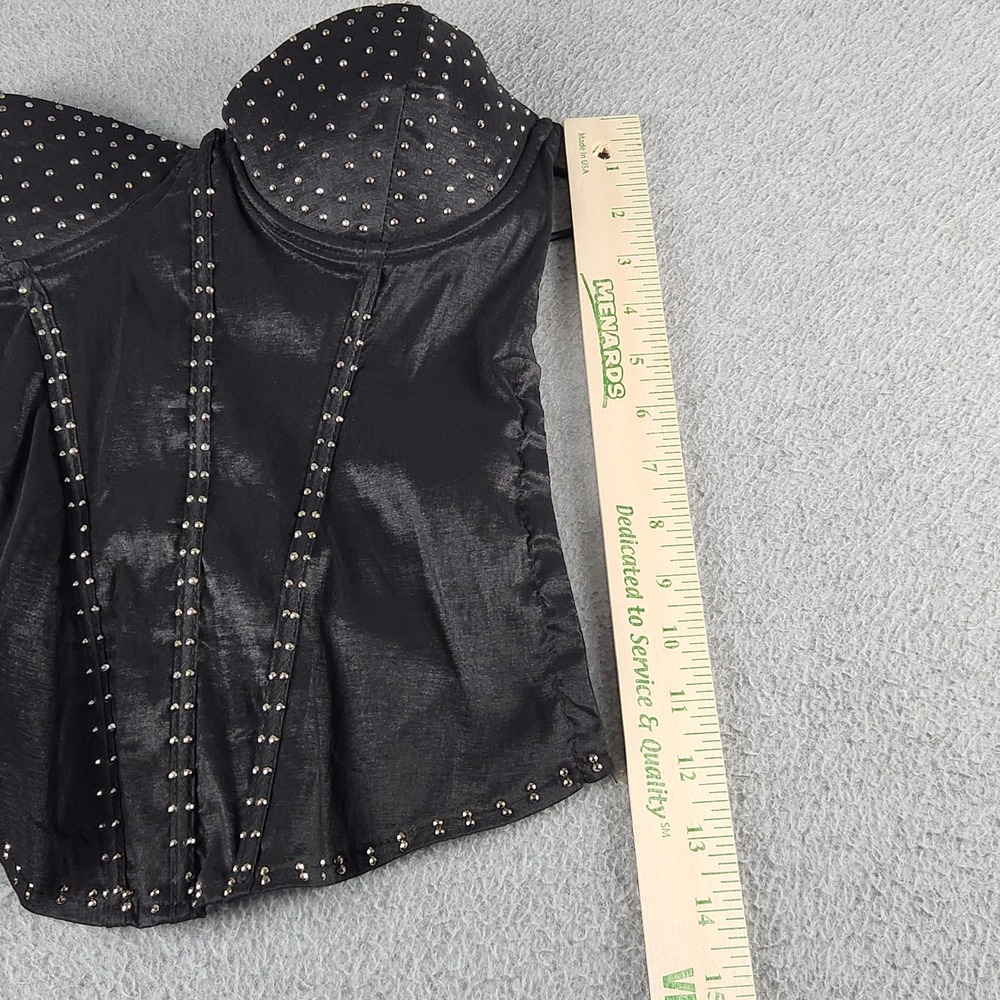 Wet Seal Bustier Corset Top Womens Small Black Studded Lace Up Back Edgy Y2K - Picture 5 of 6